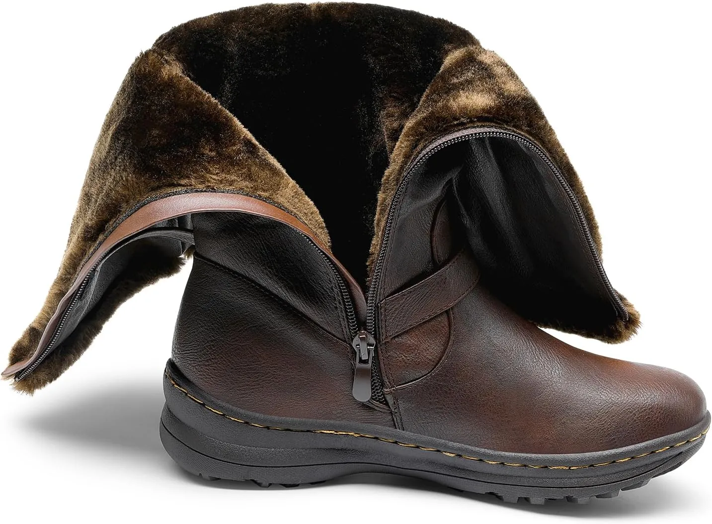 DREAM PAIRS Women's Winter Fully Fur Lined Zipper Closure Snow Knee High Boots