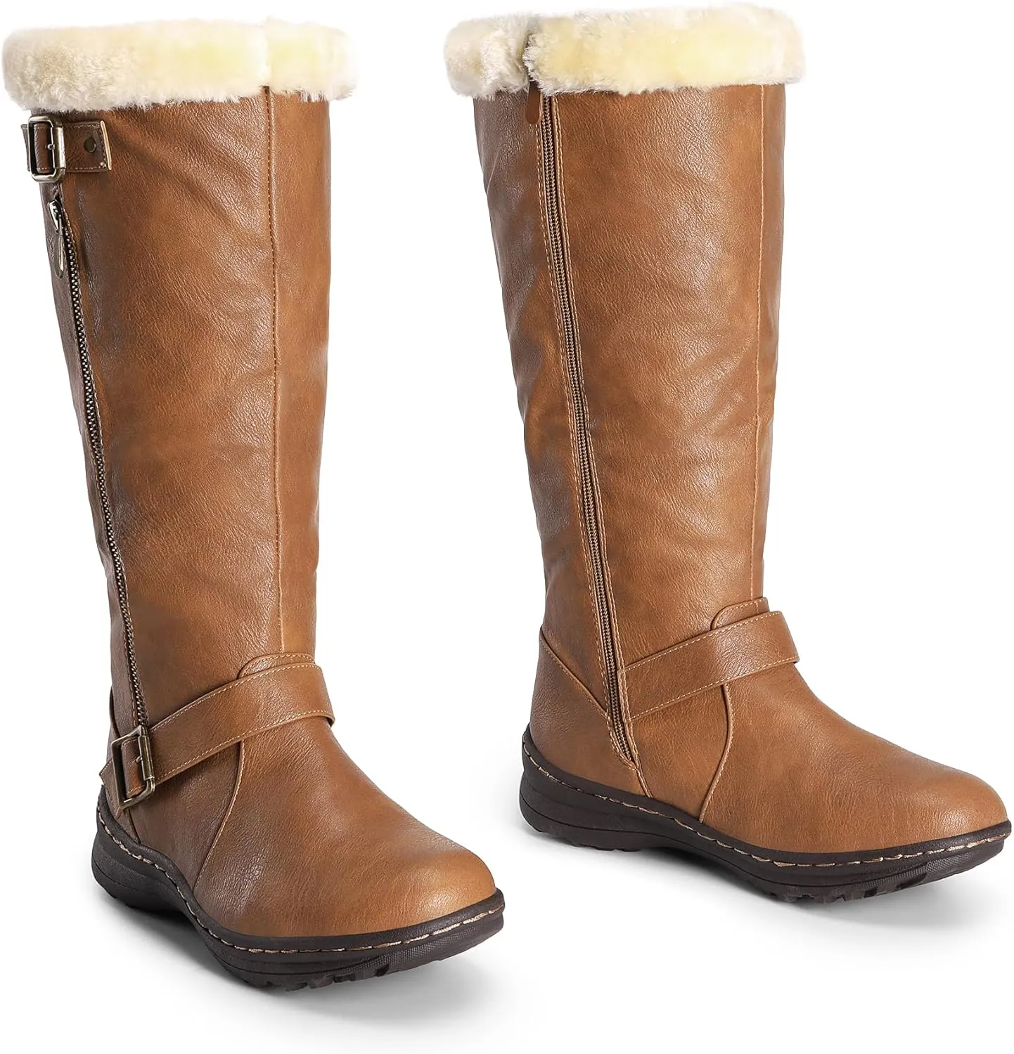 DREAM PAIRS Women's Winter Fully Fur Lined Zipper Closure Snow Knee High Boots