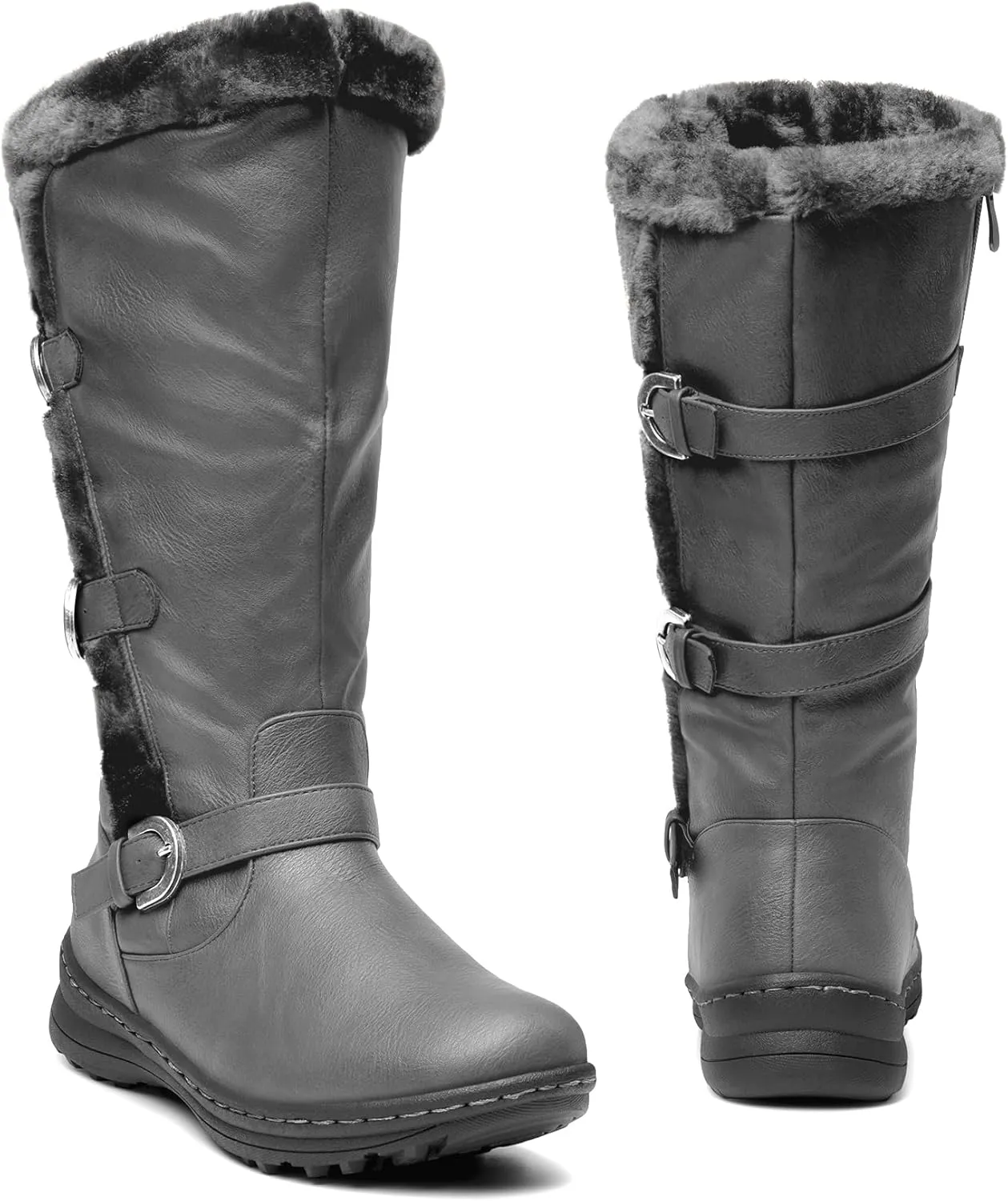DREAM PAIRS Women's Winter Fully Fur Lined Zipper Closure Snow Knee High Boots