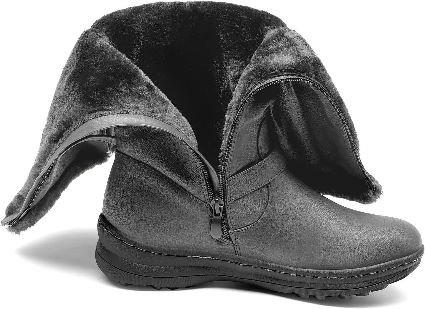 DREAM PAIRS Women's Winter Fully Fur Lined Zipper Closure Snow Knee High Boots