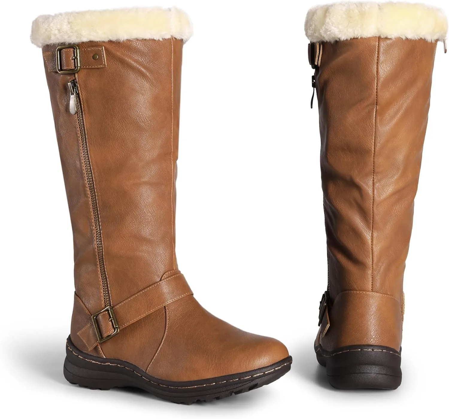 DREAM PAIRS Women's Winter Fully Fur Lined Zipper Closure Snow Knee High Boots