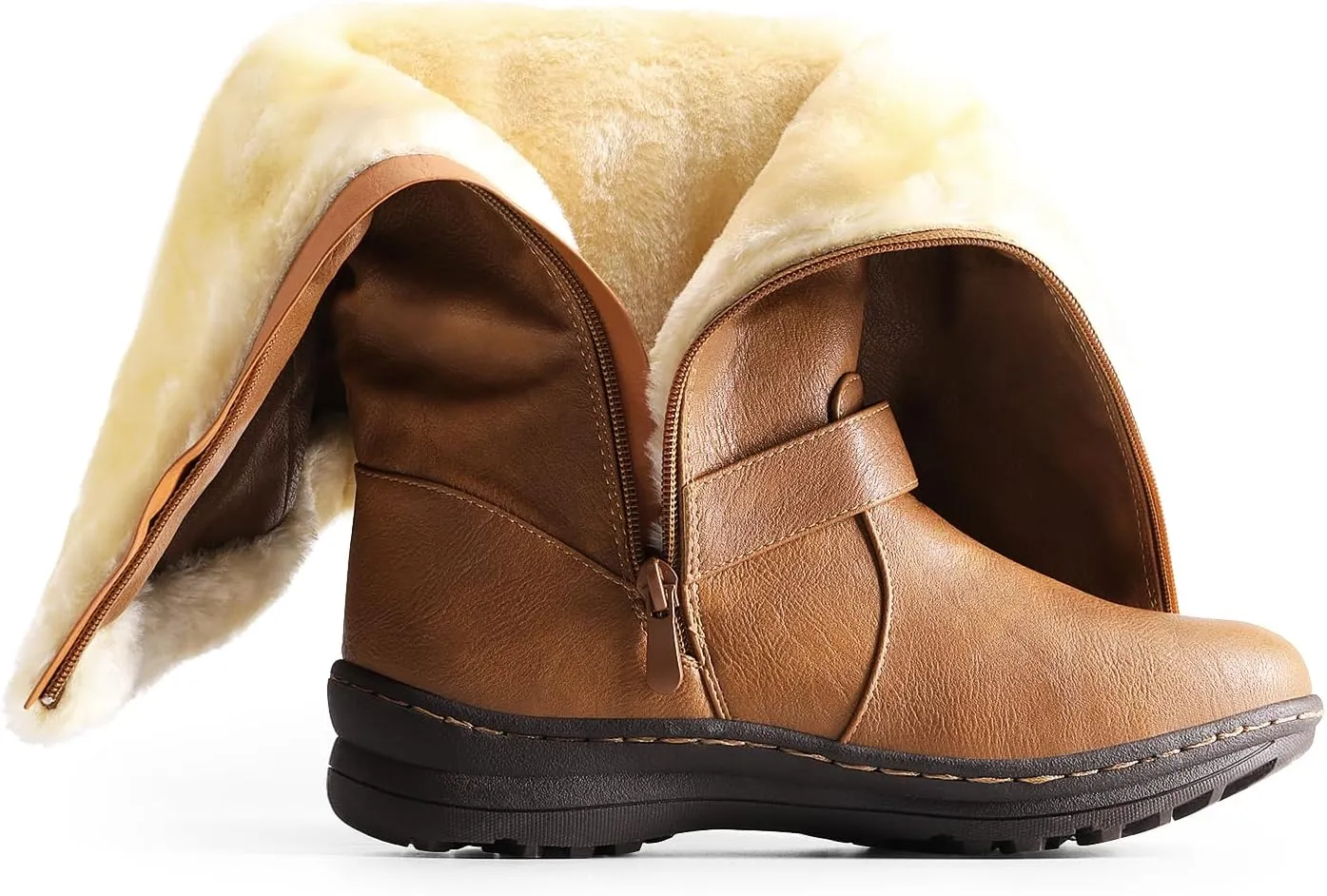 DREAM PAIRS Women's Winter Fully Fur Lined Zipper Closure Snow Knee High Boots