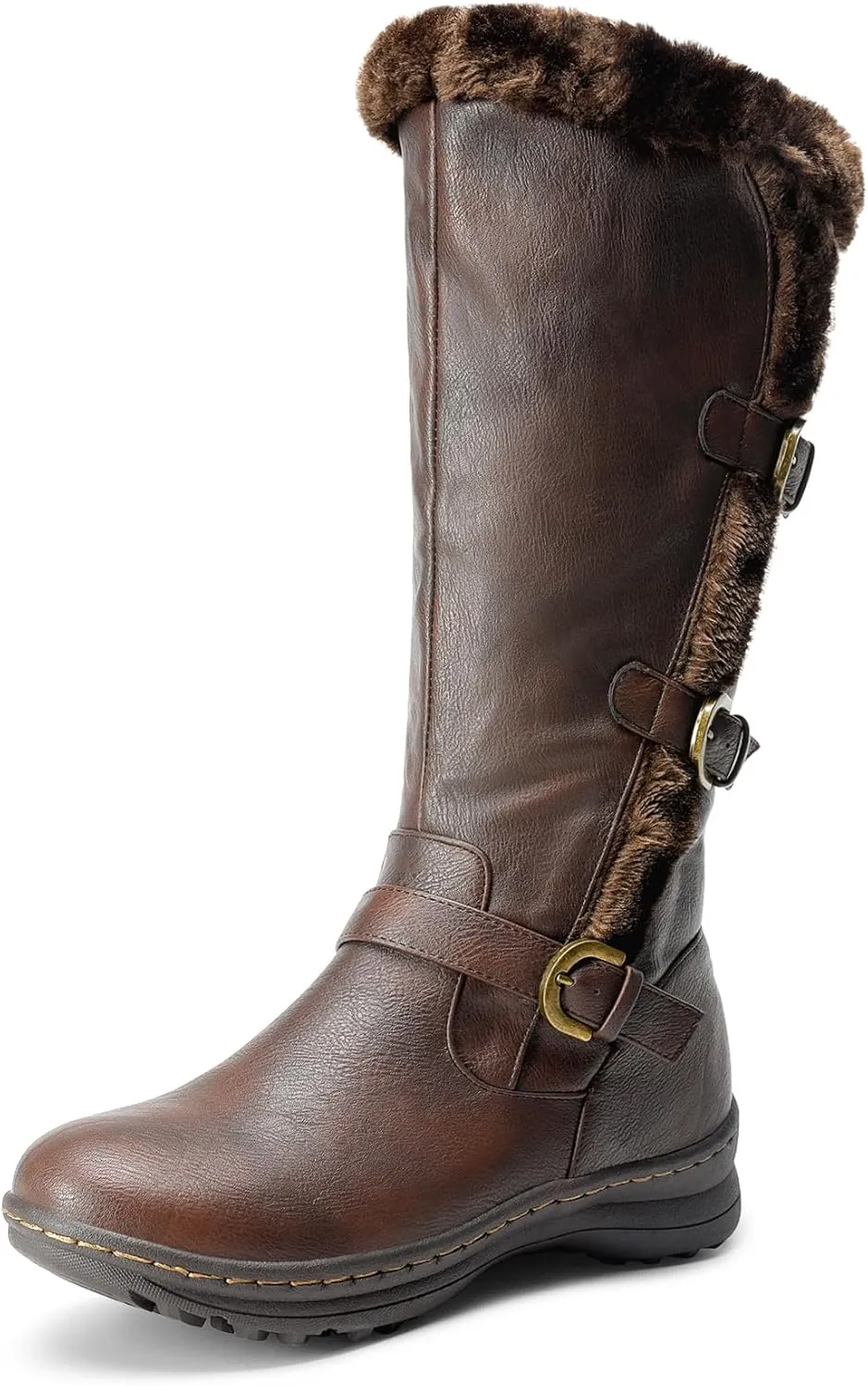 DREAM PAIRS Women's Winter Fully Fur Lined Zipper Closure Snow Knee High Boots
