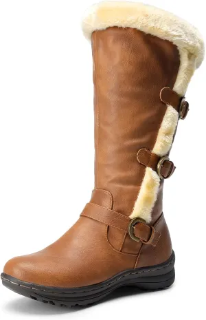 DREAM PAIRS Women's Winter Fully Fur Lined Zipper Closure Snow Knee High Boots