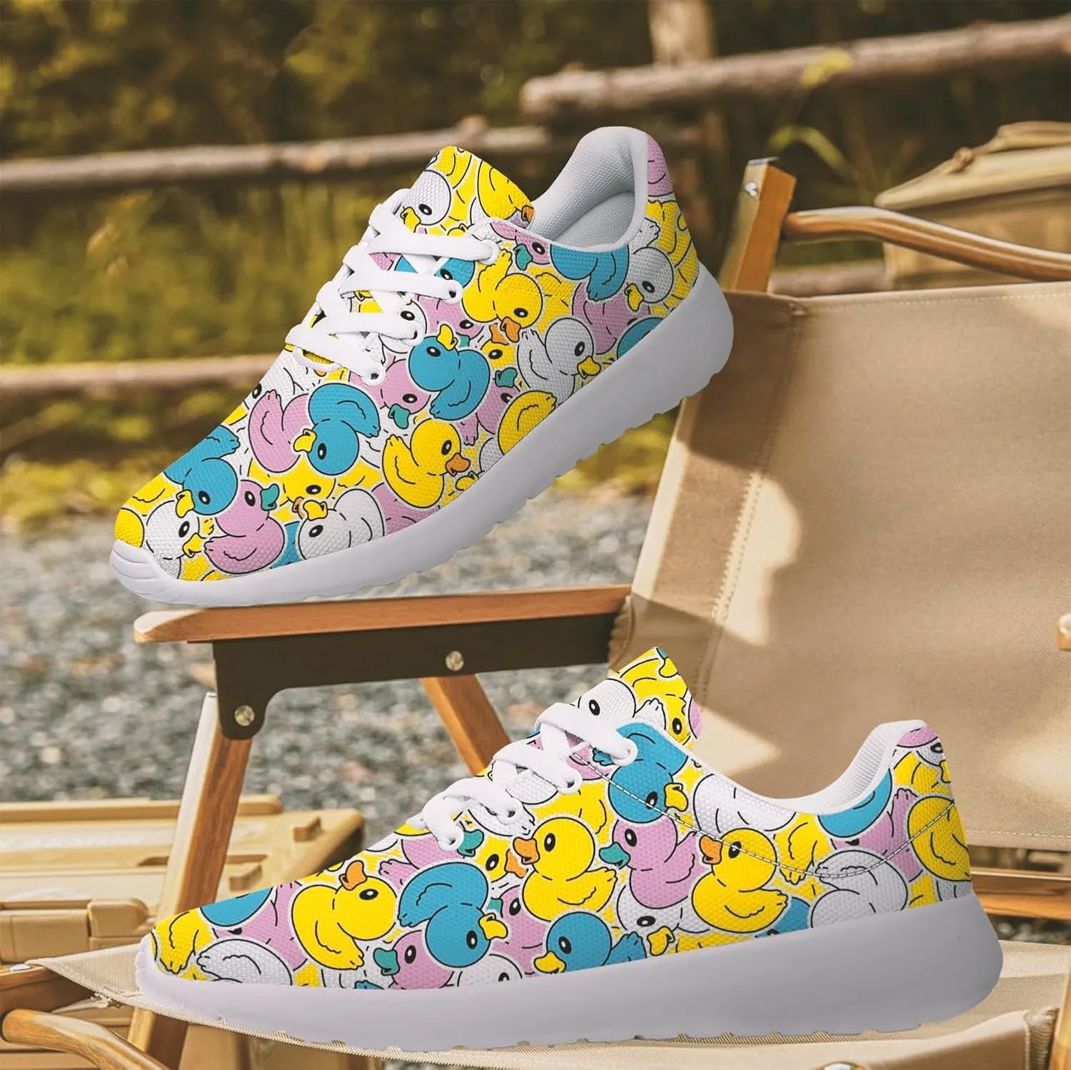 Duck Print Shoes Womens Mens Tennis Shoes Cartoon Sneakers Running Shoes Funny Gifts for Women Men