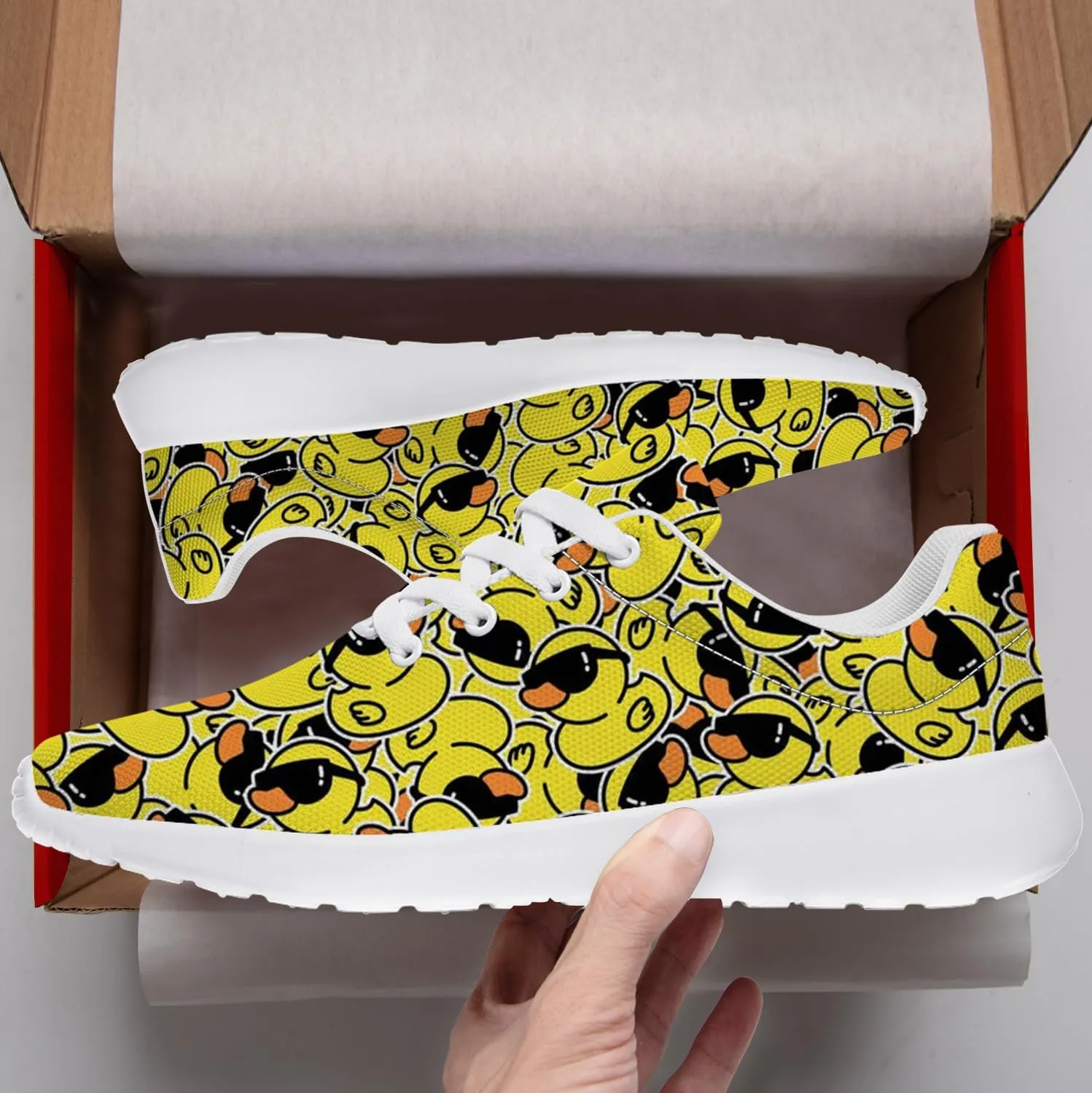 Duck Print Shoes Womens Mens Tennis Shoes Cartoon Sneakers Running Shoes Funny Gifts for Women Men