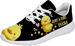 Duck Print Shoes Womens Mens Tennis Shoes Cartoon Sneakers Running Shoes Funny Gifts for Women Men