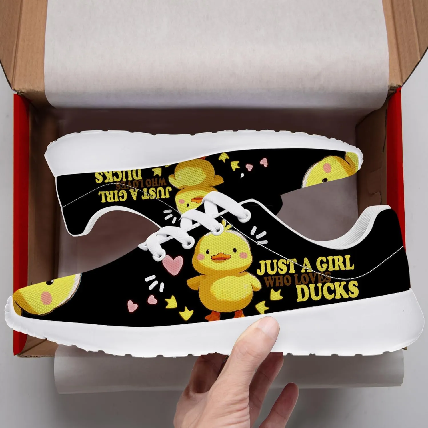 Duck Print Shoes Womens Mens Tennis Shoes Cartoon Sneakers Running Shoes Funny Gifts for Women Men