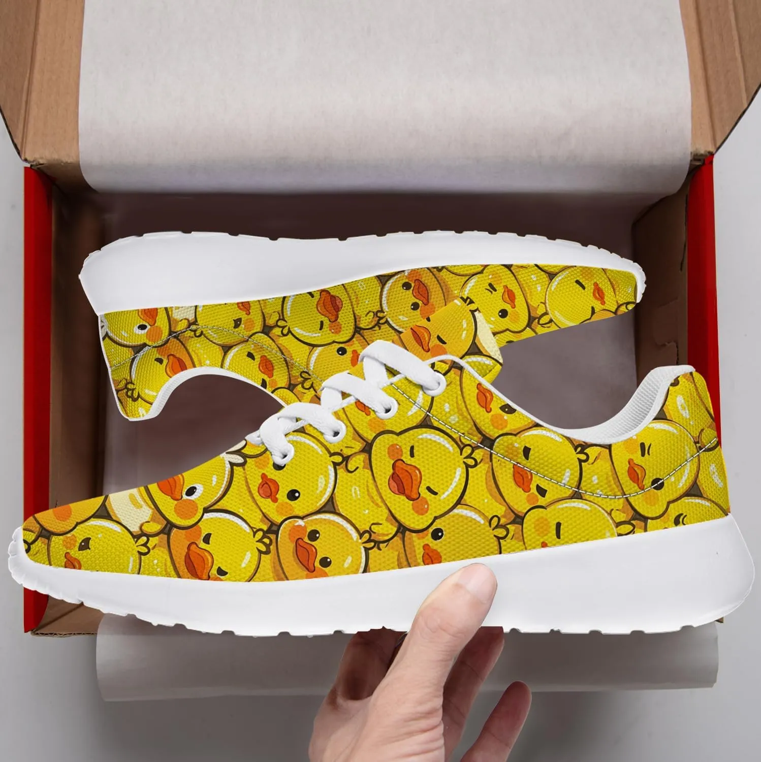 Duck Print Shoes Womens Mens Tennis Shoes Cartoon Sneakers Running Shoes Funny Gifts for Women Men