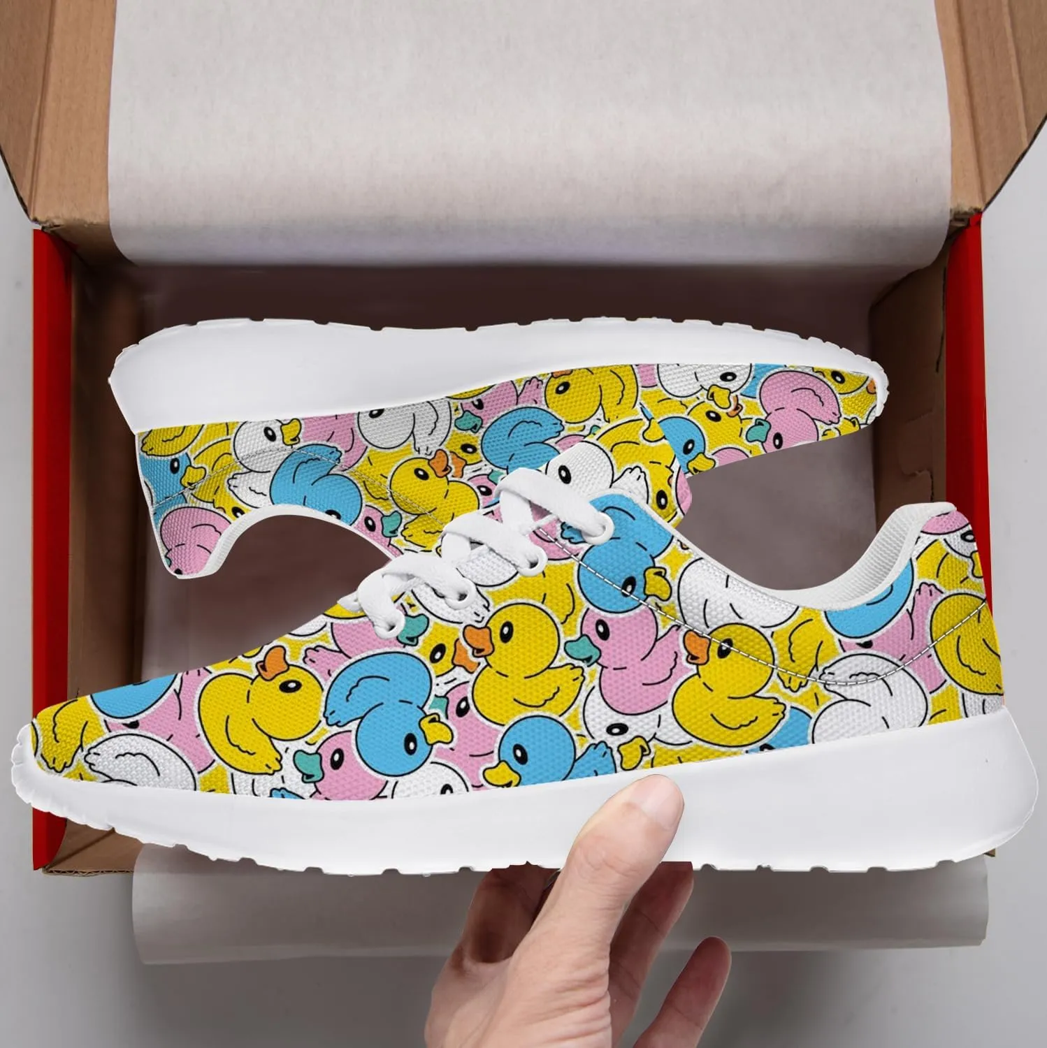 Duck Print Shoes Womens Mens Tennis Shoes Cartoon Sneakers Running Shoes Funny Gifts for Women Men