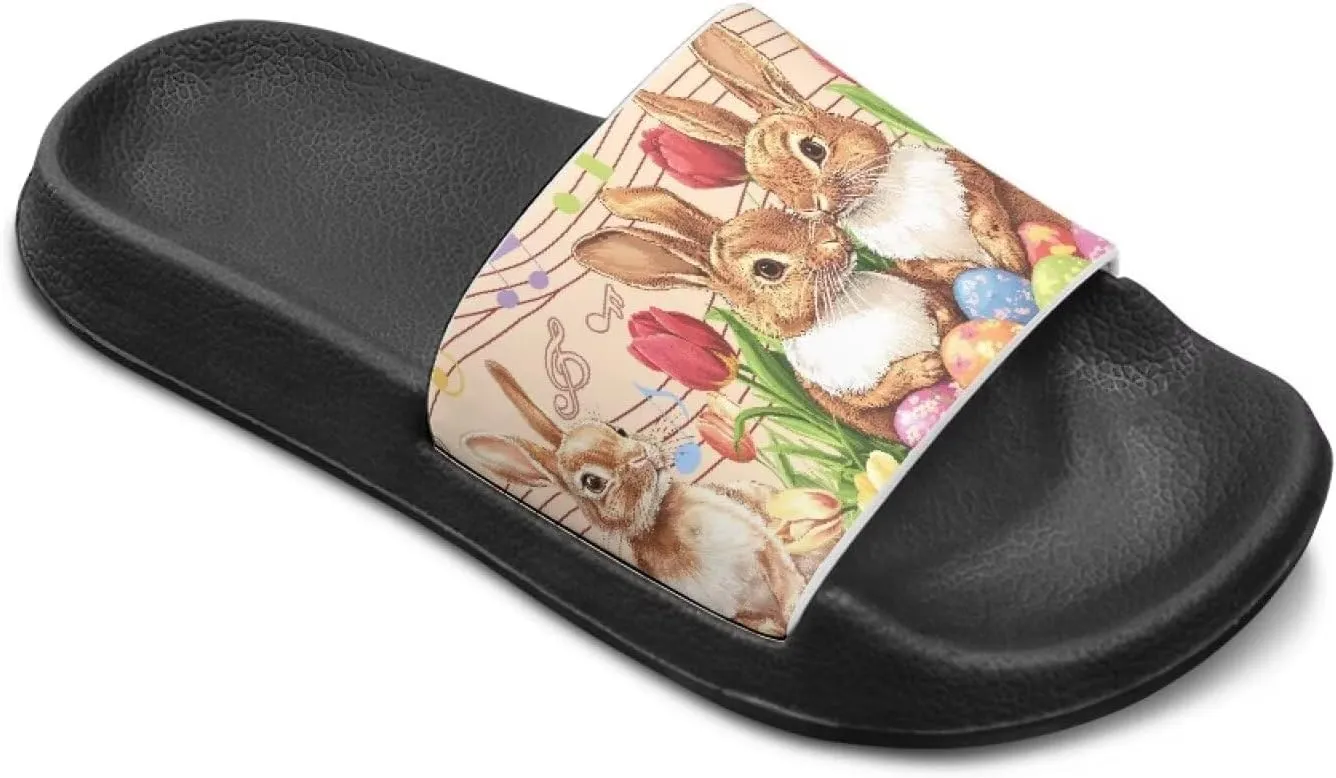Easter Theme Boys Girls Slides Cute Pattern Kids Shower Shoes Non-Slip