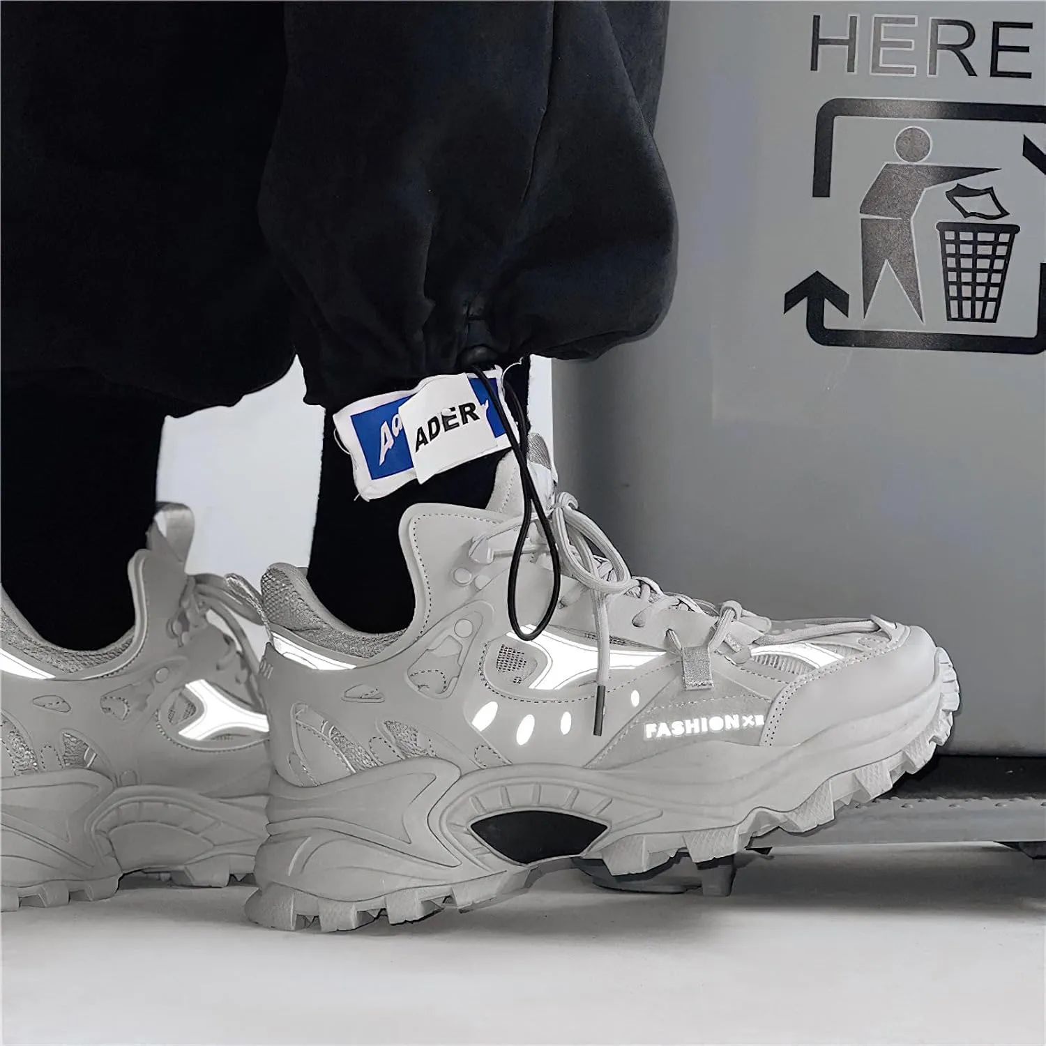 Exusiai Men's Chunky Sole Sneakers Stylish Lace-Up Dad Shoes Platform Athletic Breathable Walking Running Shoes for Comfort & Durability