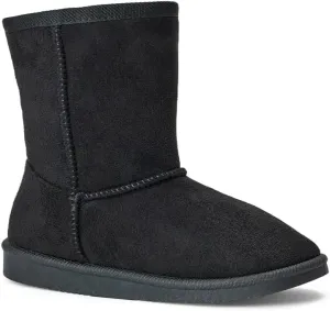 FabKids Girls Winter Mid Calf Snow Boots Warm Faux Fur Lined Non-Slip Shoes for Toddler Little Kid Big Kid
