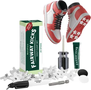 Fairway Kicks - DIY Golf Spikes - Golf Traction Kit for Sneakers - Great Gifting for Golfers and Athletes - Anti-Skid Spikes, Improved Design - Easy Replacement Golf Studs - 20 Pieces (White)
