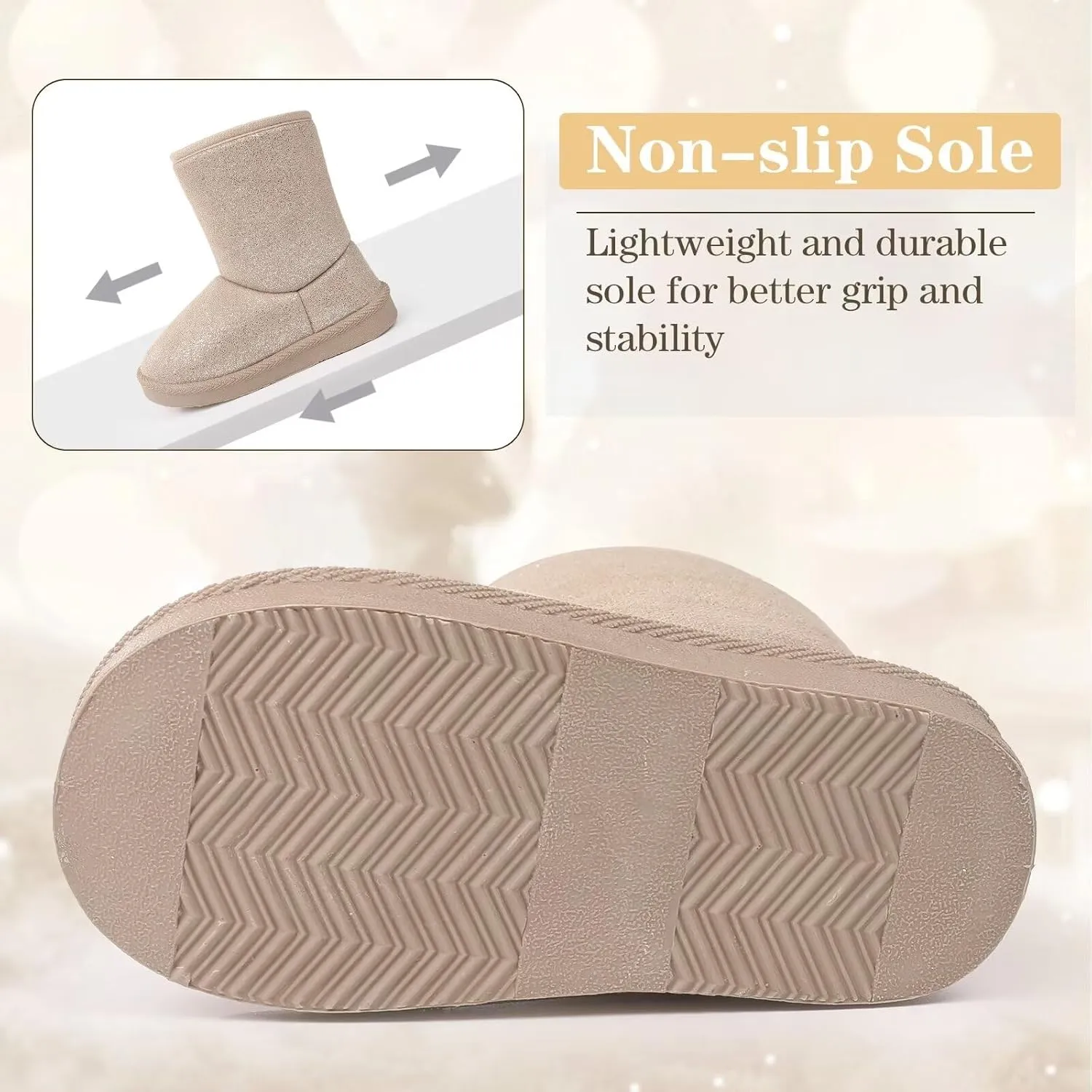FANTURE Toddler Snow Boots for Girls Boys Winter Warm Fur Lined Kids Non Slip Outdoor Shoes (Toddler/Little Kid)