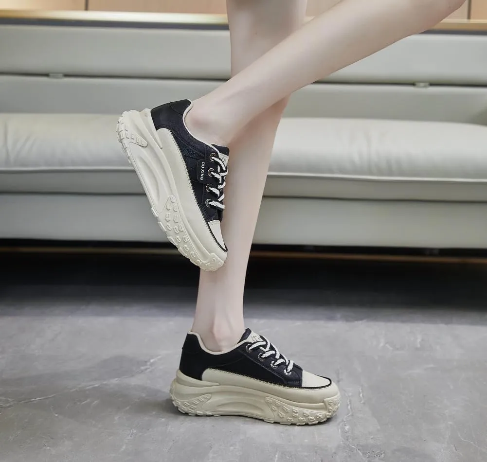 Fashion Sneakers for Women 2025 Cute Sneakers Comfortable Breathable Casual Running Shoes White/Black/Red