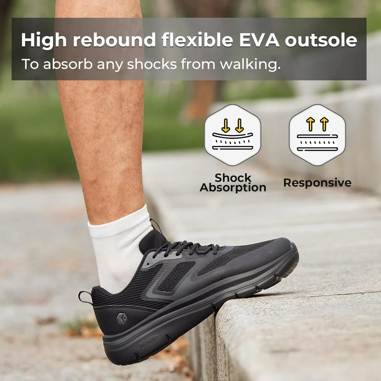 FitVille Walking Shoes for Men Wide Toe Box Lightweight Extra Wide Shoes for Men Non Slip Walking Tennis Shoes for Men Cushioned Men's Slip on Walking Shoes Comfortable Wide Width Men's Sneakers