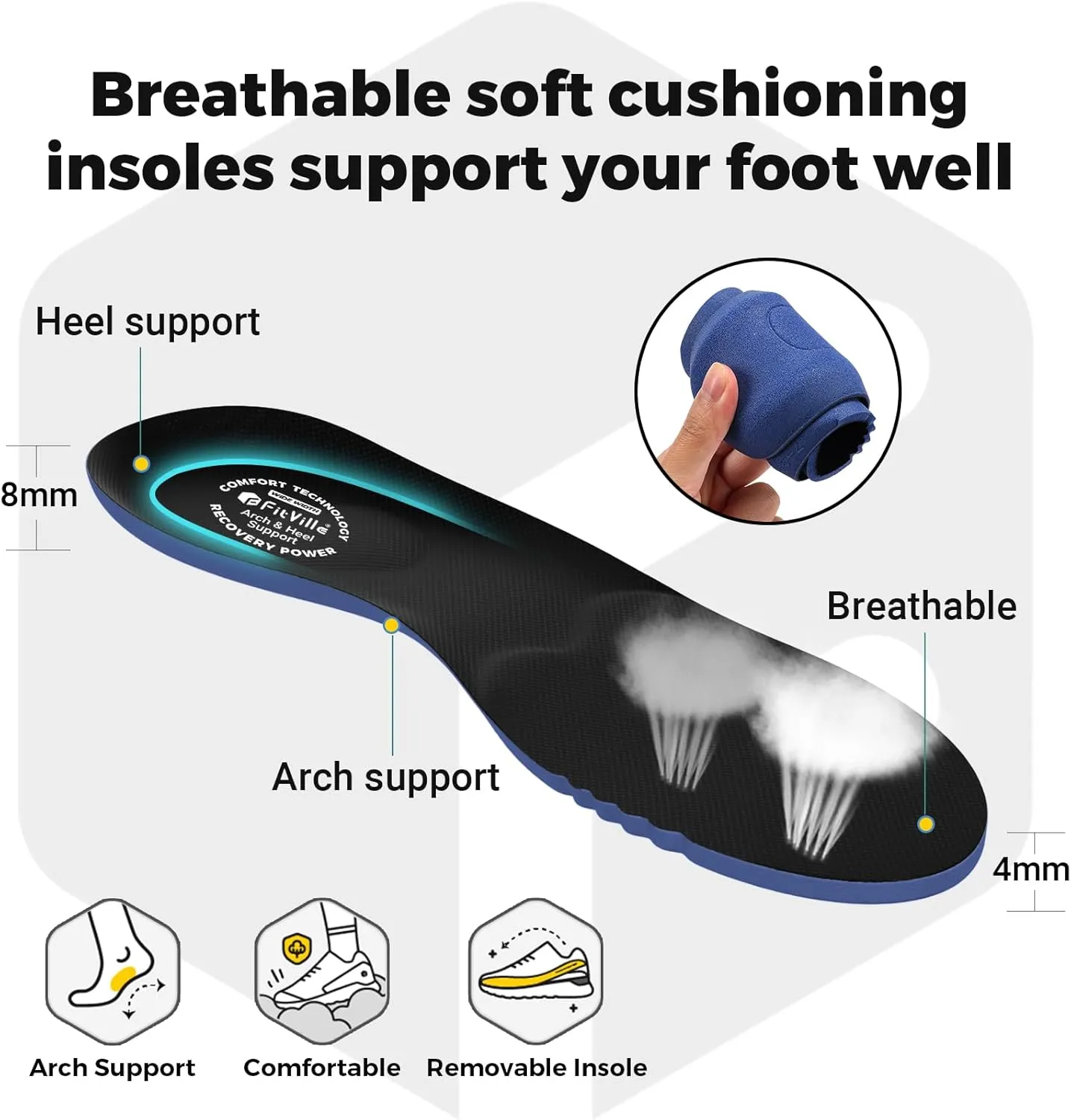 FitVille Walking Shoes for Men Wide Toe Box Lightweight Extra Wide Shoes for Men Non Slip Walking Tennis Shoes for Men Cushioned Men's Slip on Walking Shoes Comfortable Wide Width Men's Sneakers