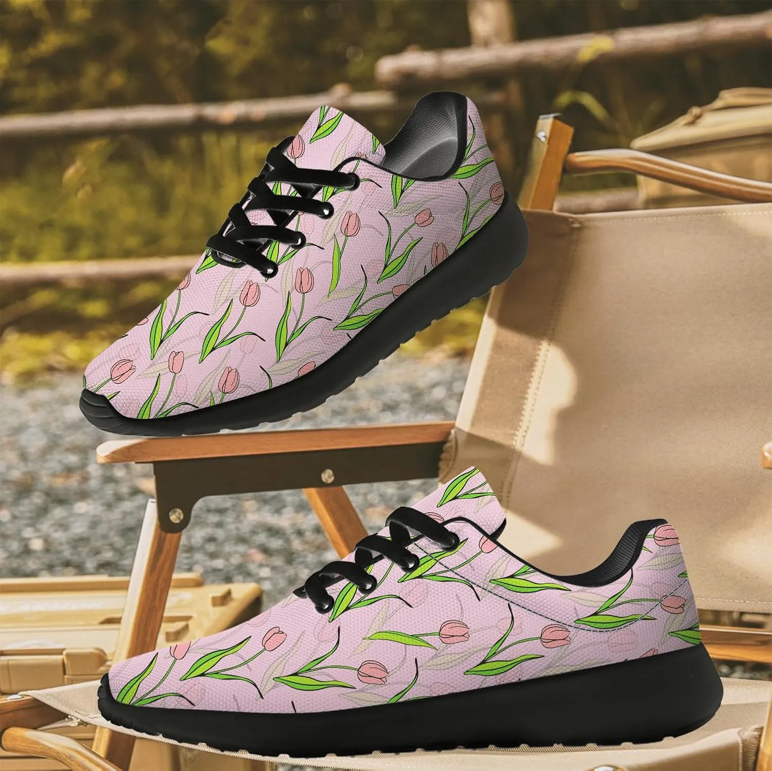 Floral Tennis Shoes for Women Walking Sneakers Tulips Gifts for Women