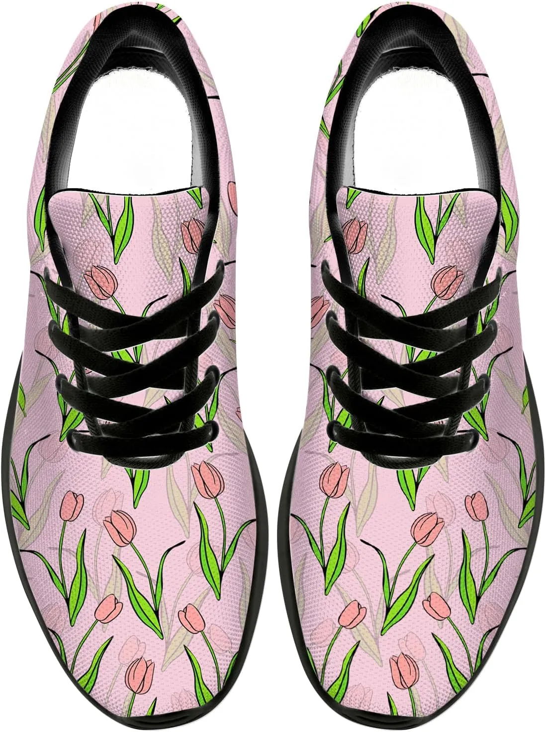 Floral Tennis Shoes for Women Walking Sneakers Tulips Gifts for Women