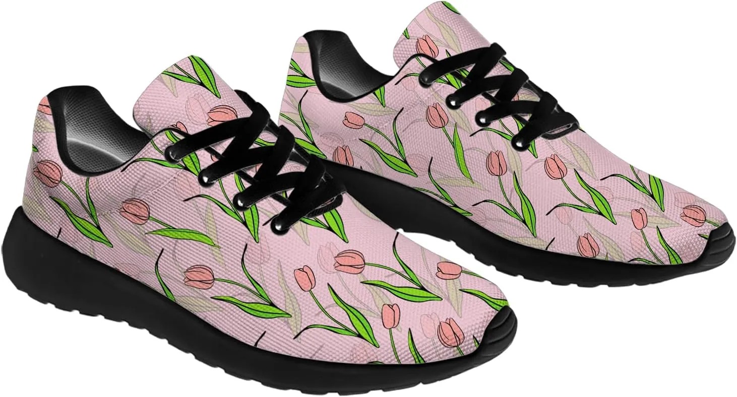 Floral Tennis Shoes for Women Walking Sneakers Tulips Gifts for Women