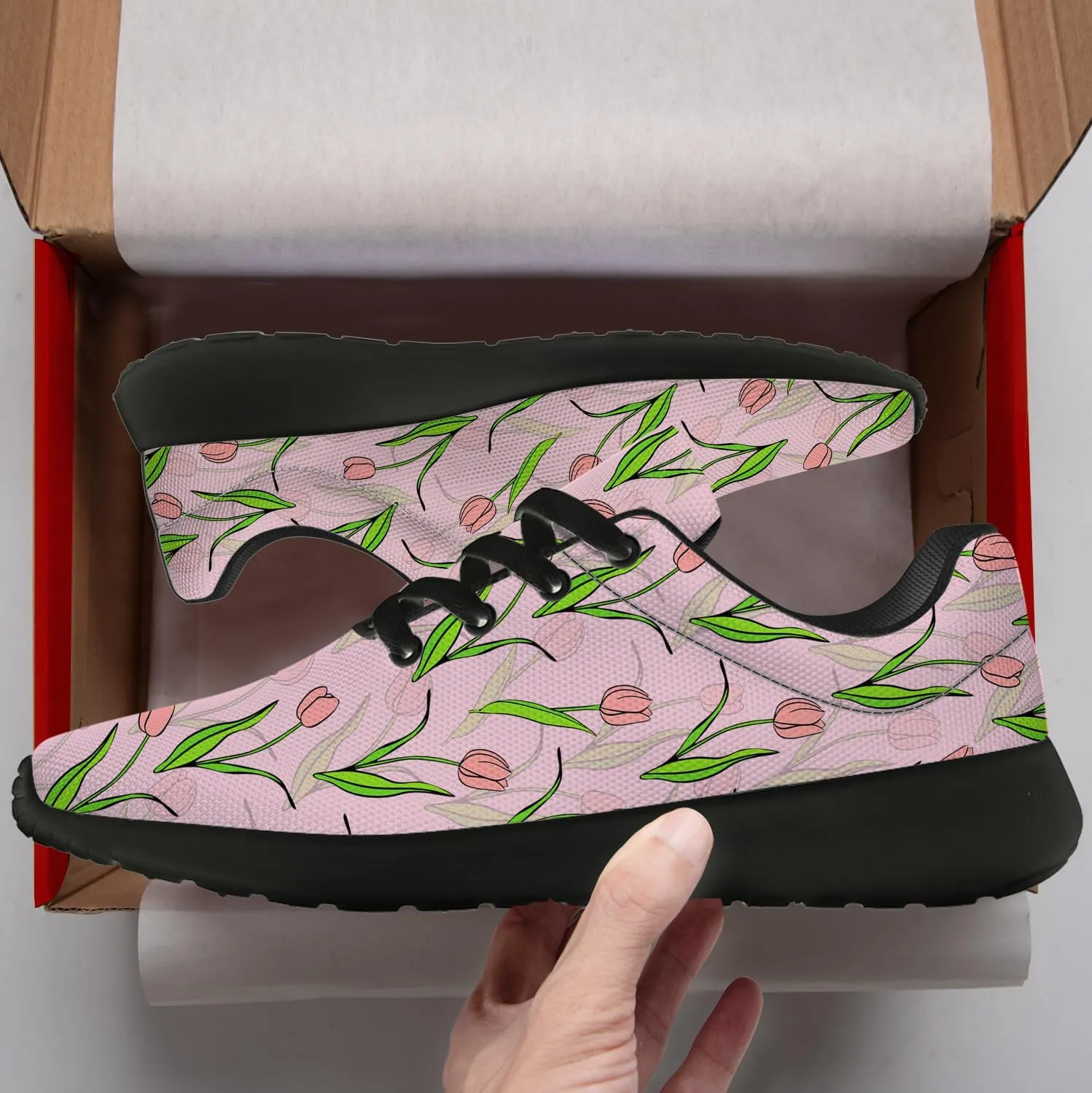 Floral Tennis Shoes for Women Walking Sneakers Tulips Gifts for Women