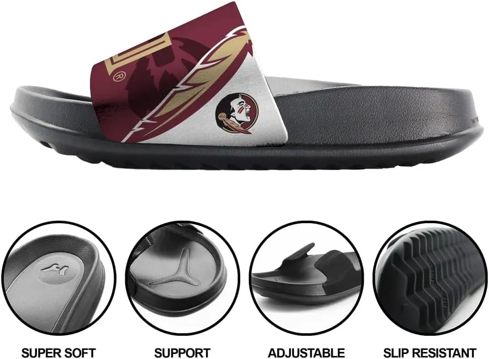 Florida State University Seminoles Primary Corner Design Unisex Adult Slides Adjustable Flip Flop Sandals Officially Licensed Hypd Slydr Switch™