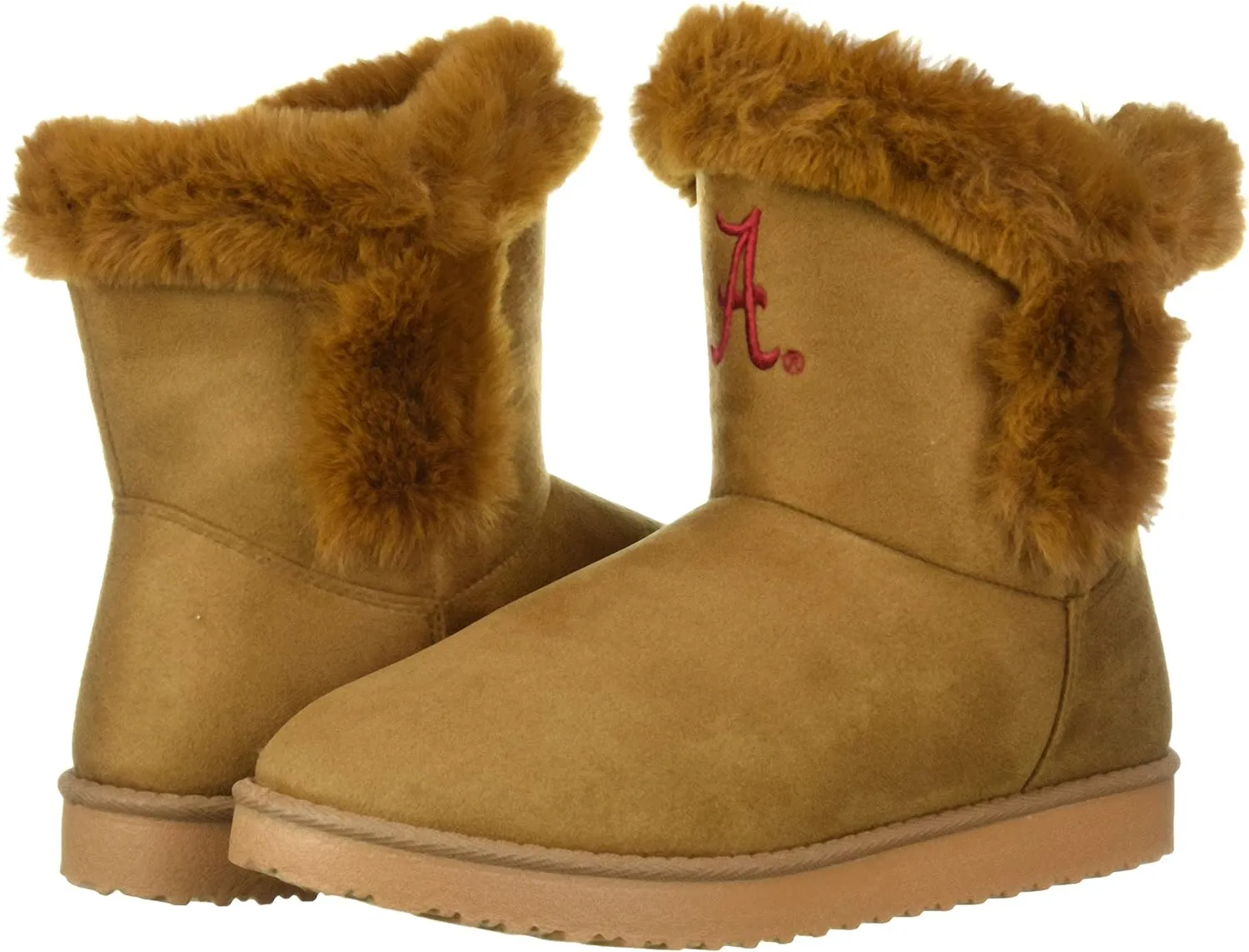 FOCO Women's NCAA College Team Logo Brown Faux Fur Boots