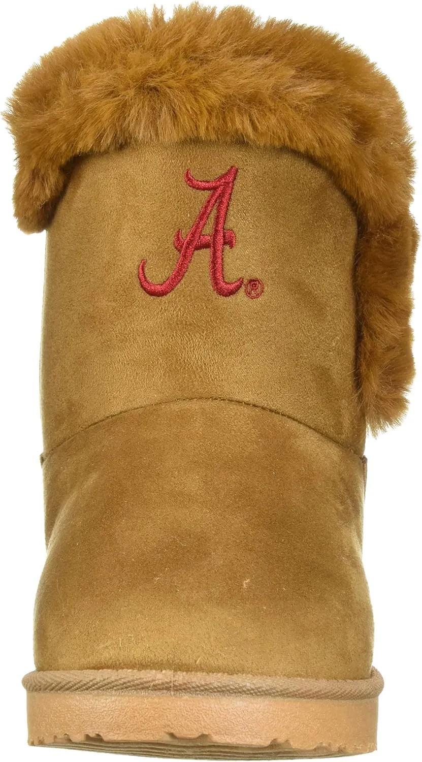 FOCO Women's NCAA College Team Logo Brown Faux Fur Boots