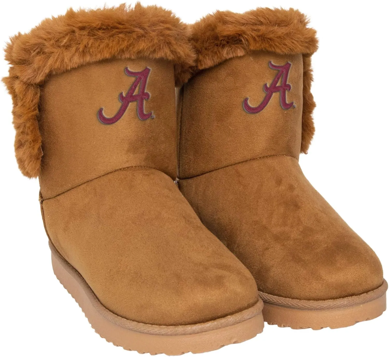 FOCO Women's NCAA College Team Logo Brown Faux Fur Boots