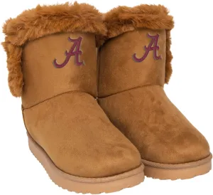 FOCO Women's NCAA College Team Logo Brown Faux Fur Boots