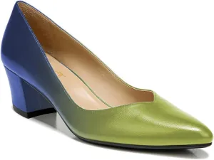 FOWT Classic Snakeskin Loafer Pumps for Women Two Toned Pointed Toe Pump High Chunky Heels Comfortable Slip On Loafers Leather Upper Burnished Color Shoes Work Daily Casual Size 4-16 US