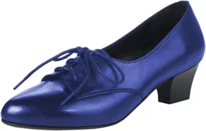 FOWT Women Comfort Lace-Up Loafers Pointed Closed Toe Chunky Block Low Heel Tie Up Slip-on Pumps Burnished Leisure Shoes for Ladies Girls Dress Jeans Party Full Size 4-15 M US