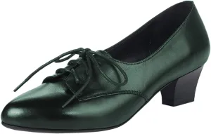FOWT Women Comfort Lace-Up Loafers Pointed Closed Toe Chunky Block Low Heel Tie Up Slip-on Pumps Burnished Leisure Shoes for Ladies Girls Dress Jeans Party Full Size 4-15 M US