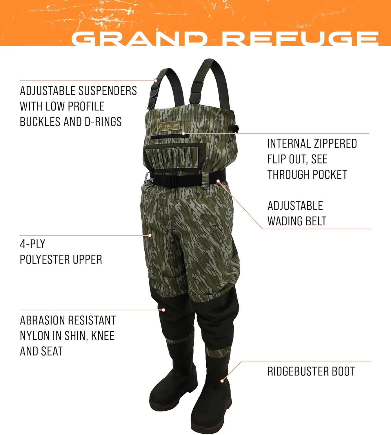 FROGG TOGGS Men's Grand Refuge 3.0 Bootfoot Hunting Wader with removable Insulation Liner