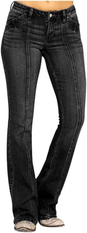FZYLQY Bell Bottom Jeans for Women Low Rise Flare Jeans Butt Lifting Jeans Mid 90s Bootcut Jeans Plus Size Wide Leg Pants