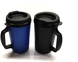 GAMA Electronics Thermoserv 20oz Insulated Travel Mug Classic Gas Station Design (Black/Blue 2 Pack)