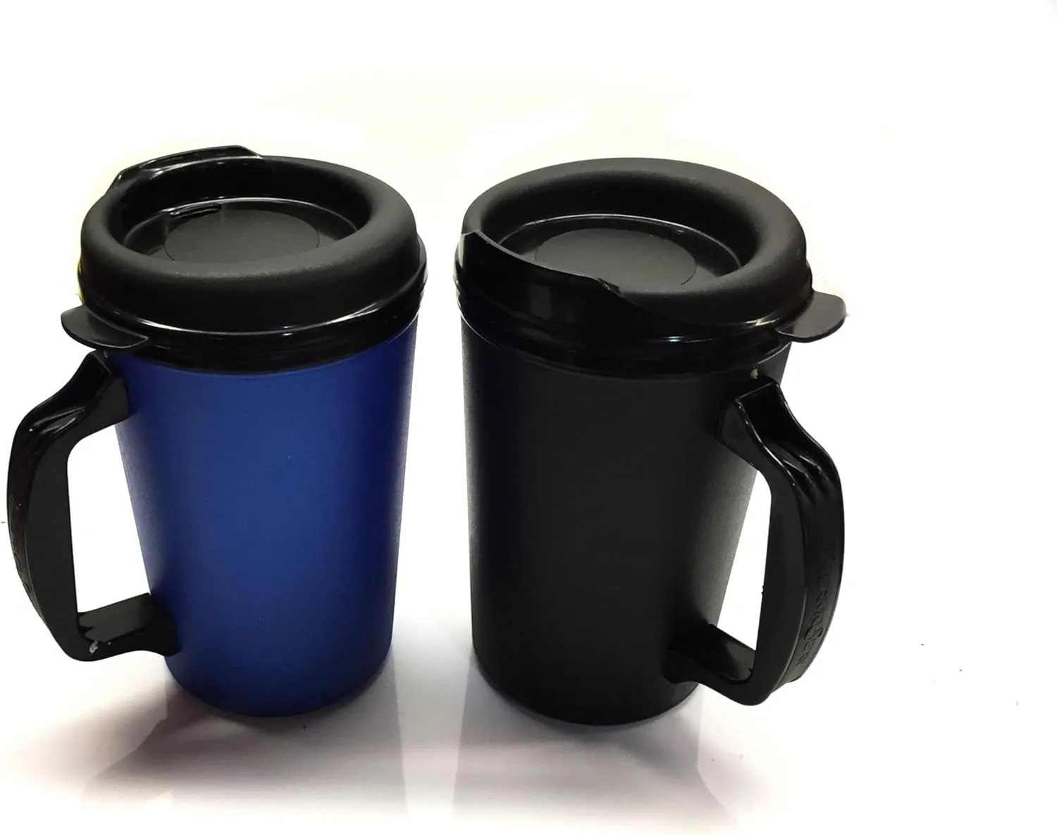 GAMA Electronics Thermoserv 20oz Insulated Travel Mug Classic Gas Station Design (Black/Blue 2 Pack)