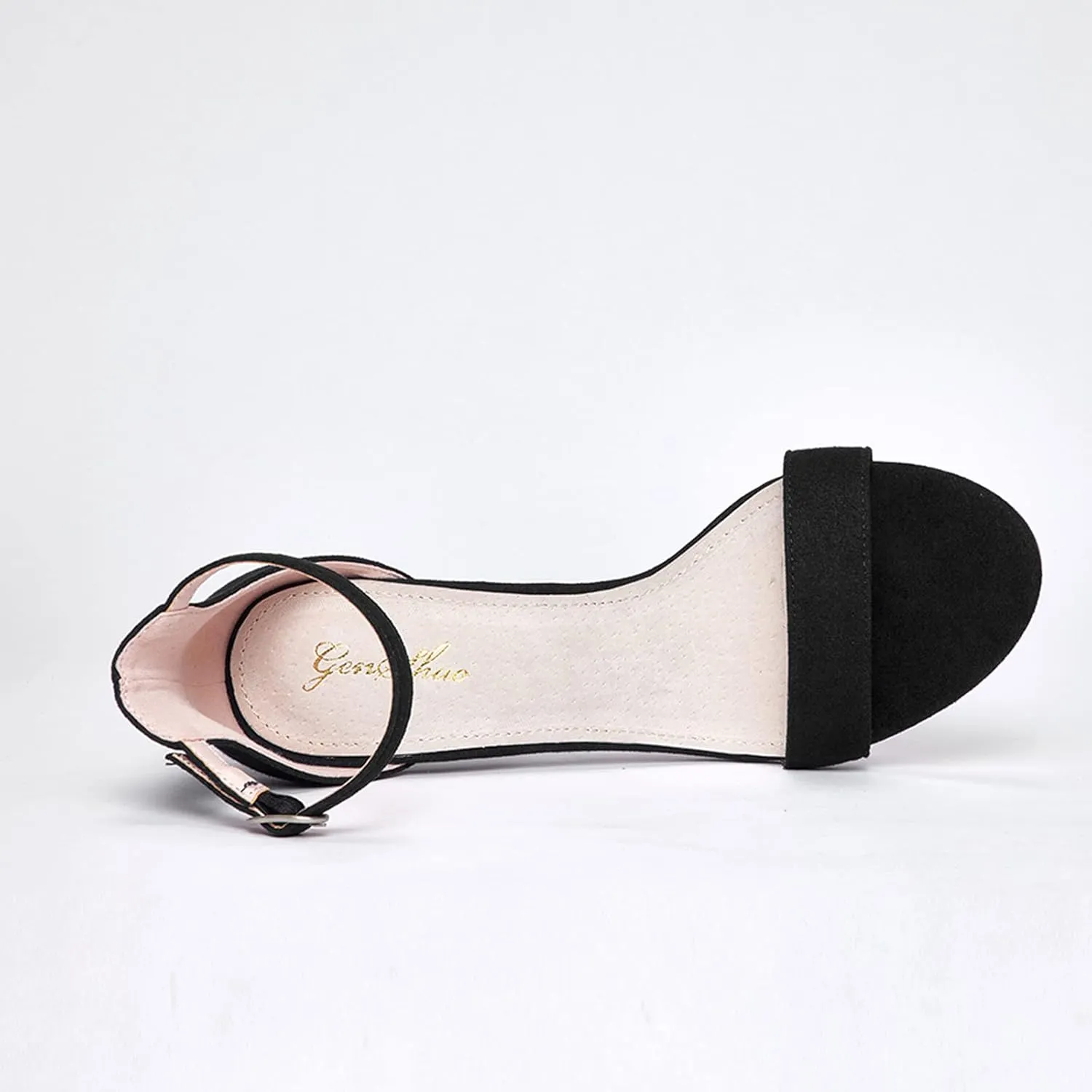 GENSHUO Women's 4-inch Chunky High Heel Sandals with Ankle Strap,Party Wedding Bridal Shoes