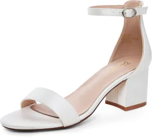 GENSHUO Women's Low Kitten Heel Sandals Strappy Open Square Toe Dress Heels Comfortable Sexy Cute Ankle Strap Wedding Party Prom Summer Heeled Shoes