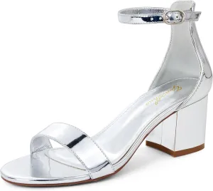 GENSHUO Women's Low Kitten Heel Sandals Strappy Open Square Toe Dress Heels Comfortable Sexy Cute Ankle Strap Wedding Party Prom Summer Heeled Shoes