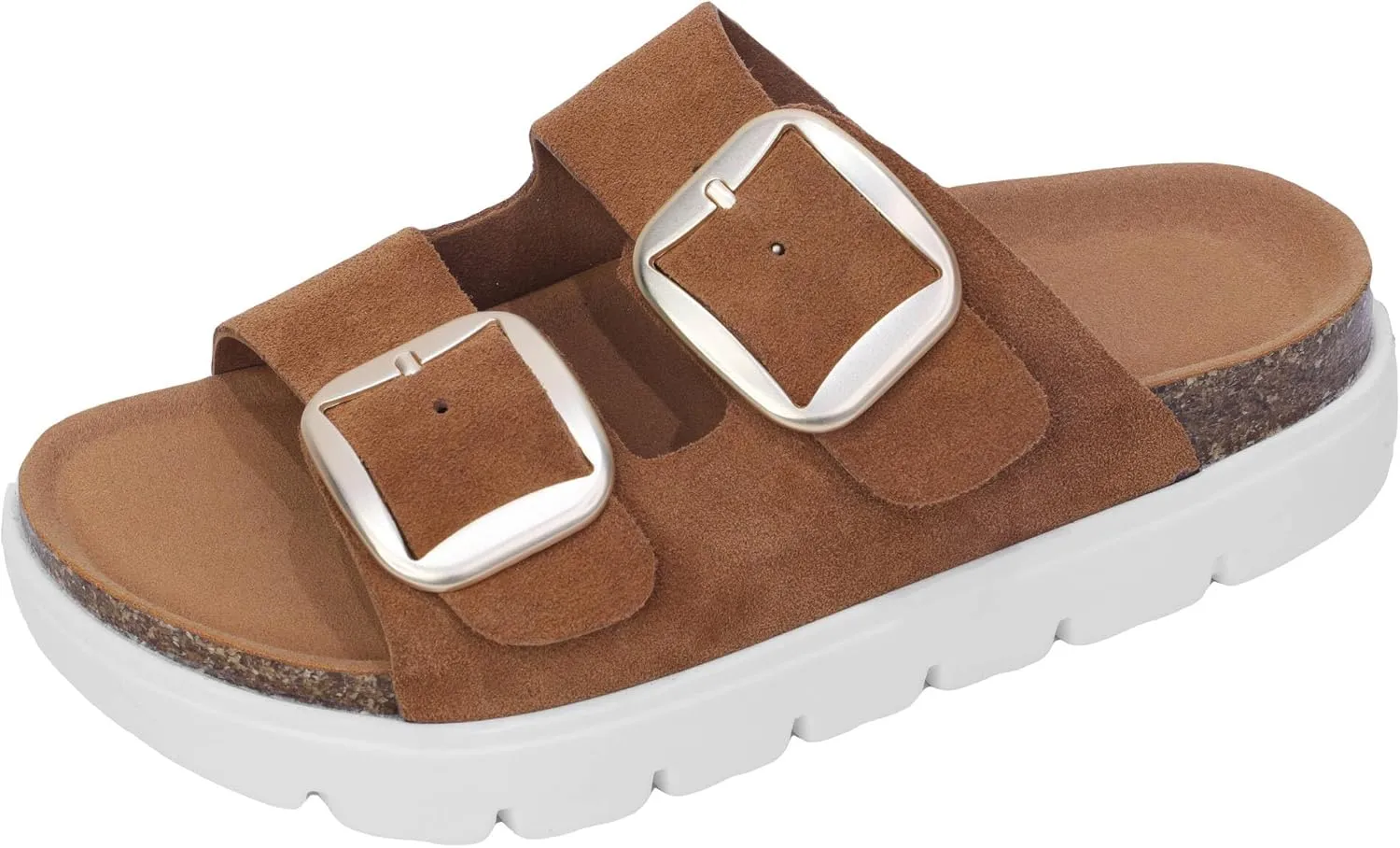 Genuine Leather Platform Sandals Women Slides Beach Essentials - Sandals for Women 2025 with High Elastic EVA Memory Foam Sole