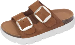 Genuine Leather Platform Sandals Women Slides Beach Essentials - Sandals for Women 2025 with High Elastic EVA Memory Foam Sole