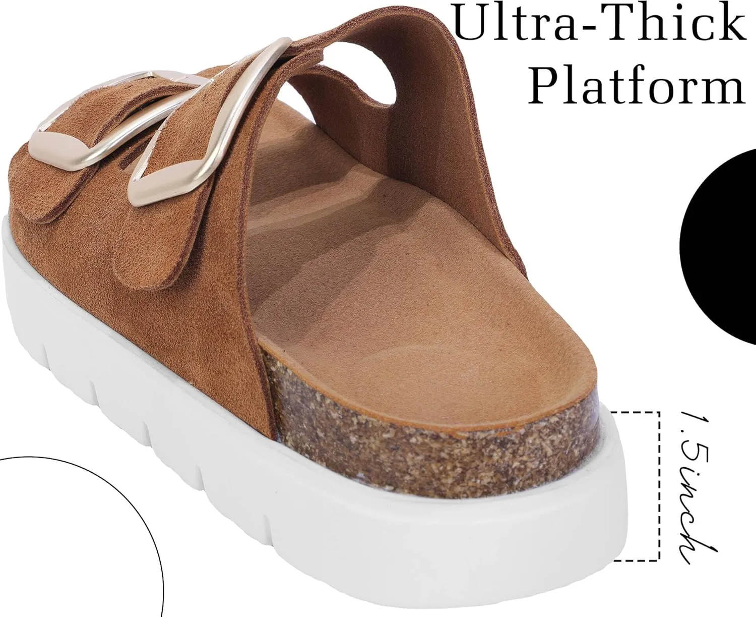 Genuine Leather Platform Sandals Women Slides Beach Essentials - Sandals for Women 2025 with High Elastic EVA Memory Foam Sole