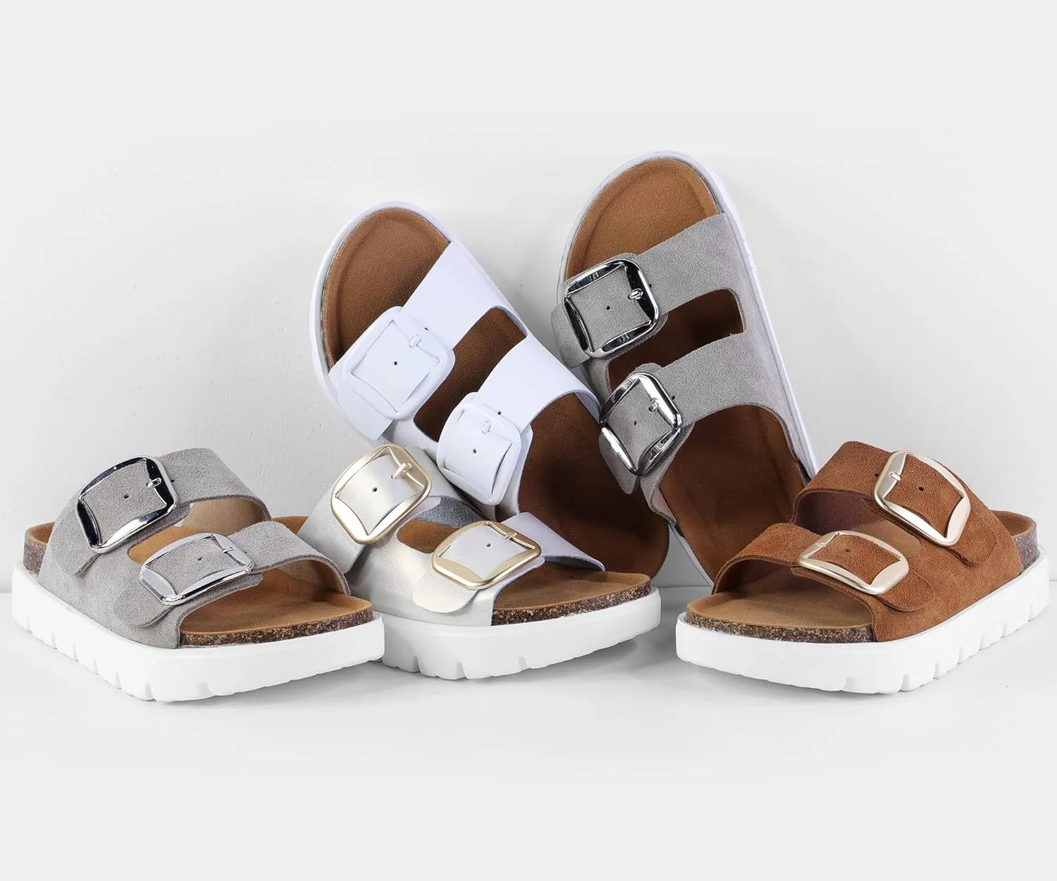 Genuine Leather Platform Sandals Women Slides Beach Essentials - Sandals for Women 2025 with High Elastic EVA Memory Foam Sole