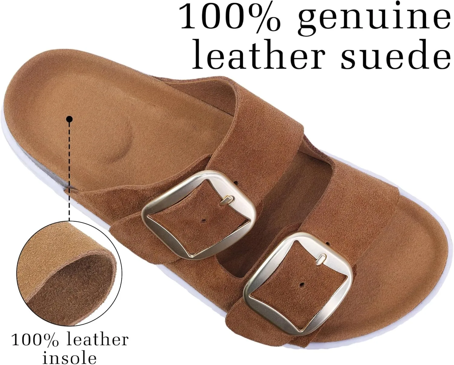 Genuine Leather Platform Sandals Women Slides Beach Essentials - Sandals for Women 2025 with High Elastic EVA Memory Foam Sole