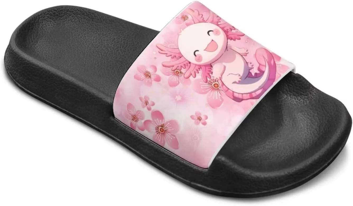 Girls Slide Sandals Axolotl Theme Summer Slippers for Kids Shower Shoes
