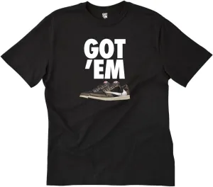 GOT'EM Sneaker 100% Cotton Casual Streetwear T Shirts Short Sleeve Print Sneakers Casual Streetwear Soft (US, Alpha, Medium, Regular, Regular, Travis Mocha Low Black)