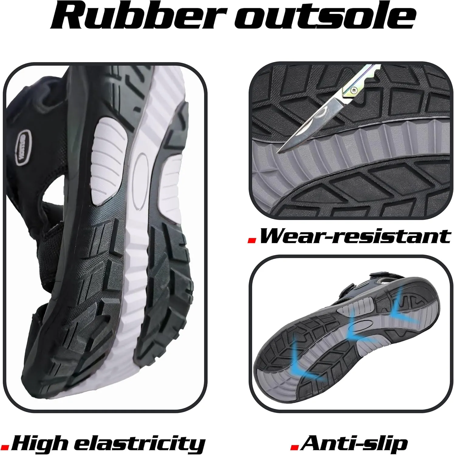 GRITION Mens Outdoor Hiking Sandals Summer Beach Closed Toe Water Sandal Waterproof Comfortable Fisherman Adventures Sport Athletic Walking Traveling Shoes Sandles