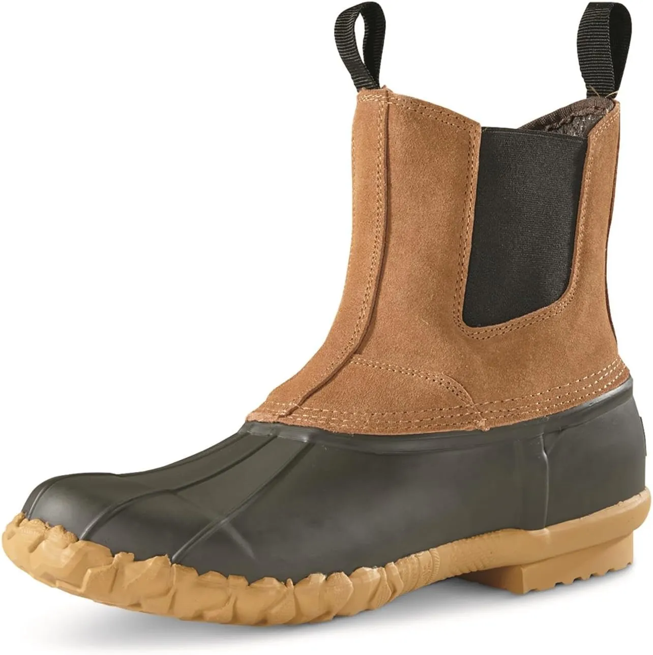 Guide Gear Men’s Pull On Insulated Leather Duck Boots Waterproof Rain Shoes, 400 Gram